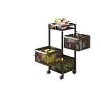 YIBIN Scaffale portaoggetti rotante, scaffale multiuso da cucina con ruote, mensola in piedi per frutta, verdura, snack, scaffale multifunzionale per la casa per bagno, soggiorno (nero, 3 livelli)