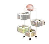 YIBIN Scaffale portaoggetti rotante, scaffale multiuso da cucina con ruote, mensola in piedi per frutta, verdura, snack, scaffale multifunzionale per la casa per bagno, soggiorno (bianco, 4 ripiani)