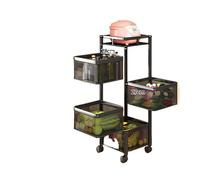 YIBIN Scaffale portaoggetti rotante, scaffale multiuso da cucina con ruote, mensola in piedi per frutta, verdura, snack, scaffale multifunzionale per la casa per bagno, soggiorno (nero, 4 ripiani)