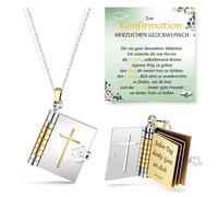 YIBONIKA Amorevole collana a libro con croce per ragazze, per comunione, cresima, battesimo, cresima, compleanno, prima comunione, regalo cristiano per figlia, figlioccia, sorella, nipote, regulär