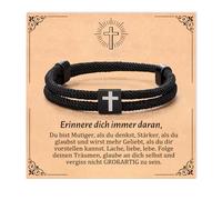 YIBONIKA Bracciale con croce per ragazzi e ragazze, regalo di Natale, regalo di compleanno per adolescenti, cresima, prima comunione, Pasqua, Einstellbar, Pelle, Nessuna pietra preziosa