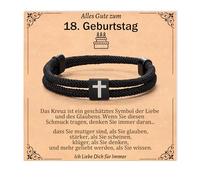 YIBONIKA Braccialetto con croce felice, regalo per ragazzi per il compleanno, ideale come regalo per il 13° 16° 18° 21, Pelle