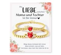 YIBONIKA Set di 2 bracciali a forma di cuore, ideale come regalo per la festa della mamma e figlia, nonna e nipote, zia e nipote, regalo per la festa della mamma e il compleanno, con scatola