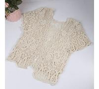 YIBOZI Coprispalle estivo da donna a maniche corte all'uncinetto, traforato, con pizzo floreale, aperto sul davanti, cardigan corto con protezione solare, con bordo smerlato, bolero per giacca