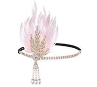 YIBOZI Fascia per capelli con piume e strass, stile anni '20, elegante fascia elastica per capelli per feste di nozze ed eventi formali, comoda fascia elastica per capelli