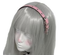 YIBOZI Fascia per capelli, stile punk, con occhielli e croci, in pelle, da donna, per uso quotidiano, cosplay anni 2000, moda