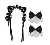 YIBOZI Fascia regolabile in pizzo con orecchie di gatto con fiocco e campane braccialetto costume polsino per donne ragazze cosplay festa