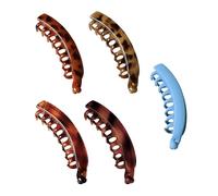 YIBOZI Fermaglio per capelli a banana, 5 pezzi, con stampa leopardata vintage, per donne, antiscivolo, pratico accessorio per capelli sottili