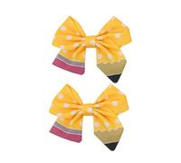 YIBOZI Fermaglio per capelli a forma di matita con fiocco, 2 pezzi, a tema matita, per ragazze e insegnanti, accessori per il primo giorno in classe