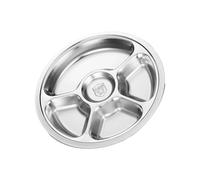 YIBOZI Piatto rotondo diviso in acciaio inox, 28 cm, con scomparti multipli per alimenti, per casa, cucina, sala da pranzo, forno a microonde