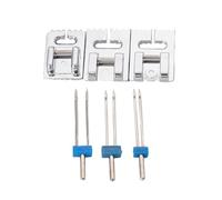 YIBOZI Set di piedino per ago doppio, ago doppio e piedino per nervature, 2/90, 3/90, 4/90, ago gemello per cuciture decorative e nervature