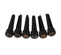 Yibuy 1 set di 6 piroli per chitarra in ebano con puntini in abalone e rame per gonna circolare da 5,33 mm