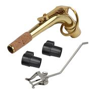 Yibuy 2 pezzi tappo nero terminale e collo curvo in ottone per sassofono contralto e clip spettro