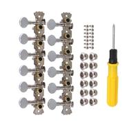 Yibuy 3 Pezzi Cromato Chitarra Meccaniche Teste 1 Sinistra 1 Destra con Kit Cacciavite 165x35.5x42mm