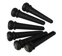 Yibuy 6 x White Dot chitarra acustica ebano ponte fine pin dado 5,33 mm baionetta nero