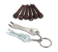 Yibuy 6Pcs Chitarra Acustica Legno Stringa Chiodi Pin Kit con Gree Sliver Puller Remover 70x19.5mm