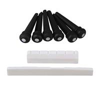 Yibuy Bone Bridge - Set di 6 perni in ebano per chitarra classica a 6 corde, 6 pezzi