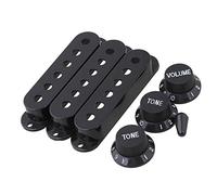 Yibuy Guitar 3 Pickup Cover 1 Volume 2 Tone Manopole Interruttore Parti Set Nero