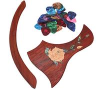Yibuy Set battipenna e poggiabraccia per chitarra acustica, con 50 plettri, da 101,6 cm a 104,1 cm, rosso, 100 x 150 x 2 mm