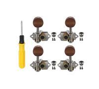Yibuy Set di 4 accordatori a testa in legno, 2 a sinistra e 2 a destra, per ukulele, colore argento