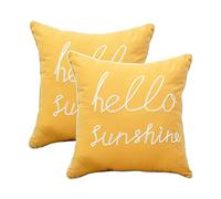 YIcabinet Set di 2 federe decorative quadrate morbide per cuscini, colore giallo, per divano, camera da letto, auto, 45,7 x 45,7 cm