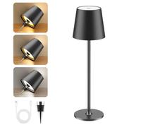 YICAIZI Lampada da Scrivania LED Senza Fili con Batteria & Tappo per Bottiglia - Regolabile Continuo, 3 Temperature Colore, Ricaricabile per Esterni, Soggiorno, Camera - Nero