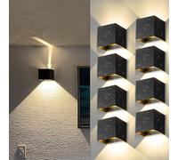 YICALE 8 Pezzi Lampada da Parete Esterna/Interna,12W 3000K Luce Calda Lampada Parete Esterna Impermeabile IP65 Angolo Regolabile Nero Applique da Parete Esterna per Camera da Letto,Balcone,Giardino