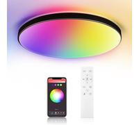 YICALE Lampada RGB 3000K-6500K Dimmerabile Plafoniera Smart 24W Plafoniera LED Soffitto con Telecomando Lampadario Alexa Bluetooth APP, IP44 Lampadario Cameretta per Camera da Letto, Soggiorno, Ø32CM