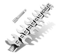YICH Set di 11 chiavi a forchetta metriche a forma di piede di gallina, 3/8 pollici, set di chiavi dinamometriche da 10 a 19 mm, con organizer a clip