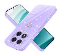 Yichxu Cover per Xiaomi Redmi Note 14 Pro/Redmi Note 14 Pro+ 5G Custodia Glitter Silicone Brillantini Motivo Cuore Sottile Morbid Antiurto Paraurti Protettiva Case per Redmi Note 14 Pro Plus 5G Viola