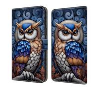 YiChZhe Custodia a portafoglio per Samsung Galaxy S26 in pelle PU, gufo alato blu