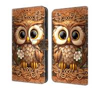 YiChZhe Custodia per Samsung Galaxy A52/A52S 5G, in pelle PU, chiusura magnetica, con scomparti per carte di credito, gufo dagli occhi grandi