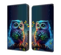 YiChZhe Custodia per telefono per Google Pixel 10a in pelle PU magnetica con scomparti per carte di credito, custodia protettiva a portafoglio, gufo blu