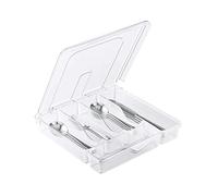 YICOCHI Portautensili per piano di lavoro con coperchio, vassoio per posate in plastica per cassetto, organizer per posate a 5 scomparti, trasparente