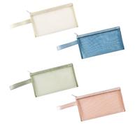 Yicoovey Set di 4 astucci trasparenti, 22 x 12 cm, con manico da 11 cm, materiale scolastico (blu navy/verde militare/rosso mattone)