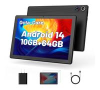 Yicty Tablet 10 Pollici Android 14 Tablet con Touchscreen IPS HD 1280x800 Processore Octa-Core 10 GB RAM 64 GB ROM Espandibile 1 TB WiFi 6 BT 5.3 Doppia Fotocamera (Nero)