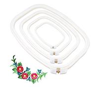 YIDABEISHUIP9 Telaio per Ricamo in Plastica Rettangolare e Rotondo, 4 Pezzi, Bianco