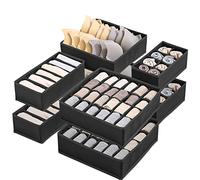 Yidaxing Organizer per Biancheria Intima, Set di 8 Armadio Divisori Pieghevole Storage Box Cassetto Organizzator per Biancheria Intima, Reggiseni, Calze, Fazzoletti e Cravatte (Nero)