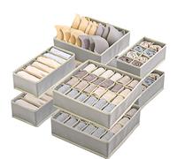 Yidaxing Organizer per Biancheria Intima, Set di 8 Armadio Divisori Pieghevole Storage Box Cassetto Organizzator per Biancheria Intima, Reggiseni, Calze, Fazzoletti e Cravatte (Grigio)