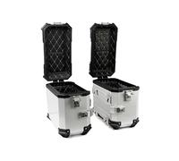 Yidelchon Valigia Laterale Per Moto E Scooter, Baule Impermeabili, Bauletto In Alluminio, Universale - Nero/Argento (45x36.6x22.7 CM)