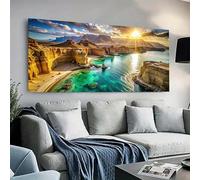 YIdhDCgj Quadro moderno astratto da parete in stile minimalista costiero per interni, casa e ufficio - Tramonto sereno e tonalità dorate (40x60 cm/senza cornice)