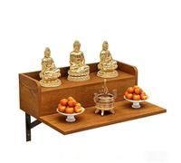 Yidlkecqey Altare Buddha da Parete con Cassetto, Mensola Zen Ispessita per Statue, Supporto per Culto Robusto per Casa, Finitura Teak, 40-80cm(Golden Oak Color,60x40x21.8cm/23.6x15.7x8.6in)