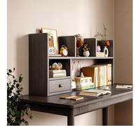 Yidlkecqey Alzata da Scrivania con Ripiani, Scaffale da Scrivania in Legno | Piccola libreria verticale per ufficio, dormitorio e scrivania(Black,100x20x48cm/39.3x7.8x18.9in)