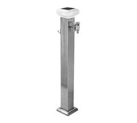 Yidlkecqey Colonna d'Acqua da Giardino, 60-80cm in Acciaio Inox con Luce Solare LED e Doppio Rubinetto, Isolamento Antigelo per Esterno, Prato e Animali(White,80cm/31.5in)