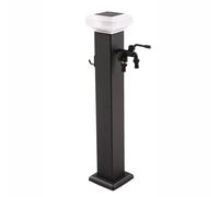 Yidlkecqey Colonna d'Acqua da Giardino, 60-80cm in Acciaio Inox con Luce Solare LED e Doppio Rubinetto, Isolamento Antigelo per Esterno, Prato e Animali(Black,80cm/31.5in)