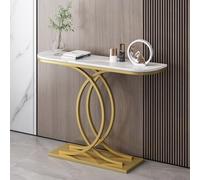 Yidlkecqey Contro il muro Hotel Mobiletto lungo per veranda Tavolo, Base a forma di cuore Finitura anticata Tavolo per divano(B,120x35x80cm/47.2x13.8x31.5in)