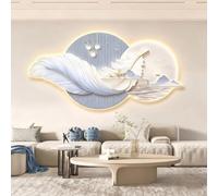 Yidlkecqey Dipinti murali di Lusso con Piume, di Alta qualità, Luminosi, Decorati in tonalità Crema per Il Soggiorno, Adatti Come Sfondo per Divano e Parete TV(Style D,70x140cm/27.5x55in)