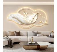 Yidlkecqey Dipinti murali di Lusso con Piume, di Alta qualità, Luminosi, Decorati in tonalità Crema per Il Soggiorno, Adatti Come Sfondo per Divano e Parete TV(Style B,70x140cm/27.5x55in)