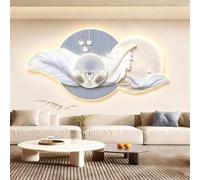 Yidlkecqey Dipinti murali di Lusso con Piume, di Alta qualità, Luminosi, Decorati in tonalità Crema per Il Soggiorno, Adatti Come Sfondo per Divano e Parete TV(Style C,40x80cm/15.7x31.5in)