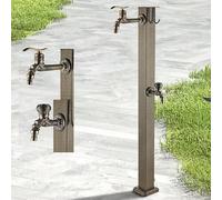 Yidlkecqey Fontana Indipendente in Acciaio Inossidabile 304 a Parete Spessa, con 2 Rubinetti e Gancio Portatubo, per Cortile, Prato, Fattoria e Lavaggio Animali(Bottom Inlet,80cm/31.5in)